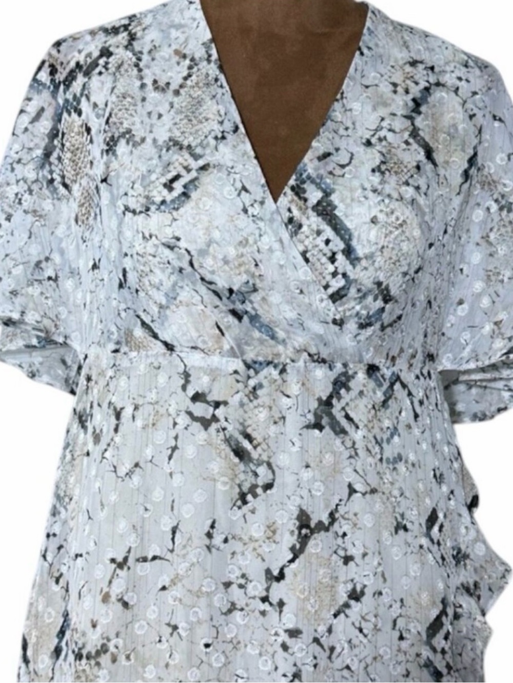 Snake Print Tiered Faux Wrap Maxi Dress Boho Wedding Guest Rachel Roy 6 - Picture 5 of 9